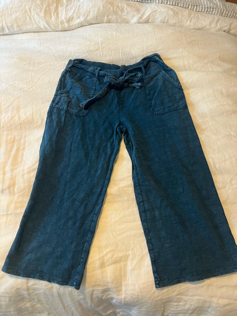 Women’s Cropped Wide-Leg Mododoc Pants in Deep Teal, Size S